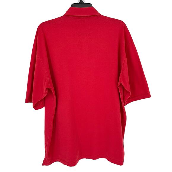 1990s Y2K Era Vintage MEROLA Men's Fashion Polo Shirt Solid Red - Picture 2 of 5